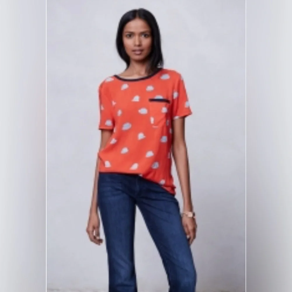 Anthropologie Maeve Red Hat Printmaker Blouse size 6 - Picture 2 of 6